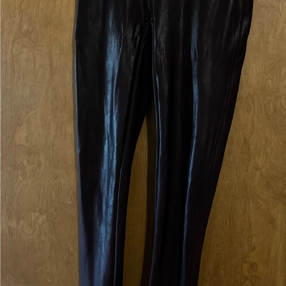 SPANX Burgandy Faux Leather Pants